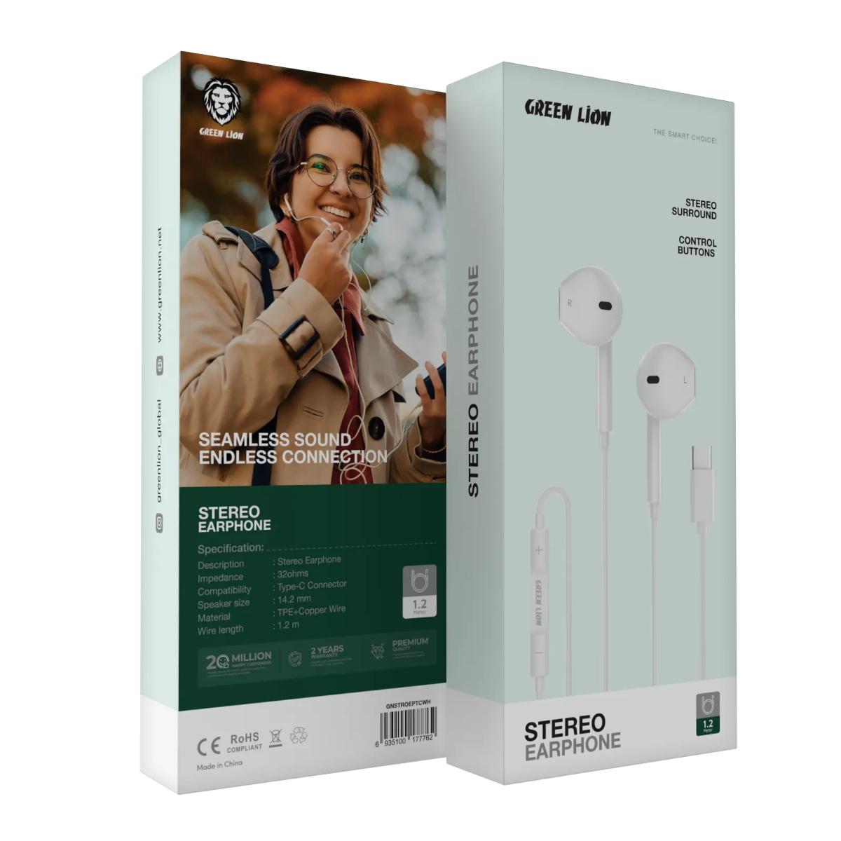Green Lion Stereo Earphone With Type•C Connector