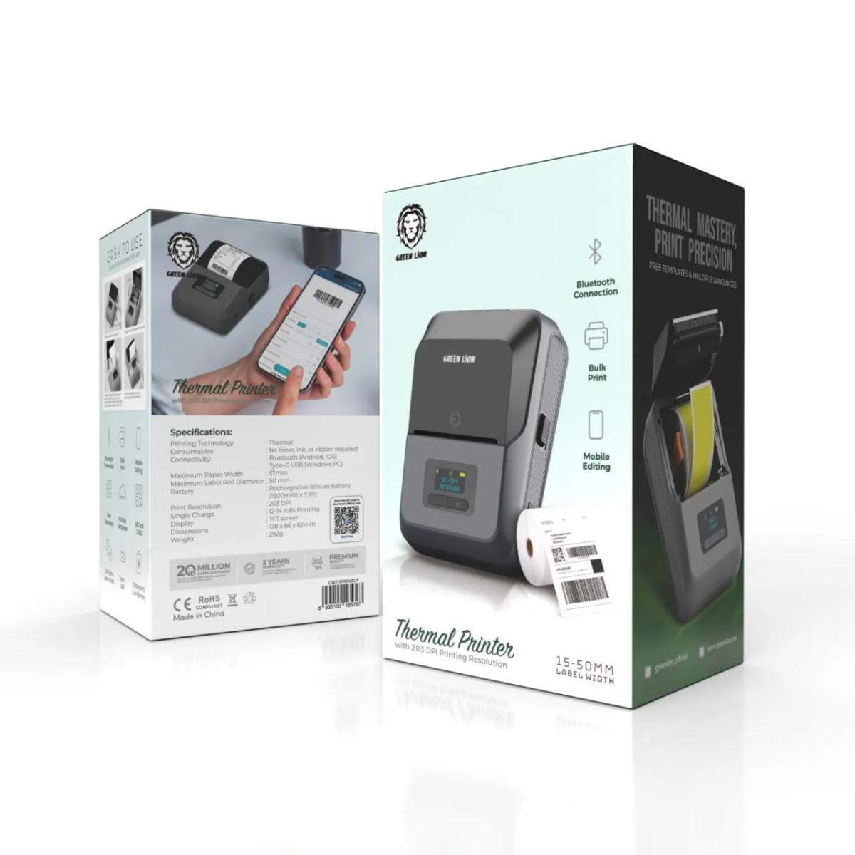 Green Lion Thermal Printer With 203 DPI Printing Resolution