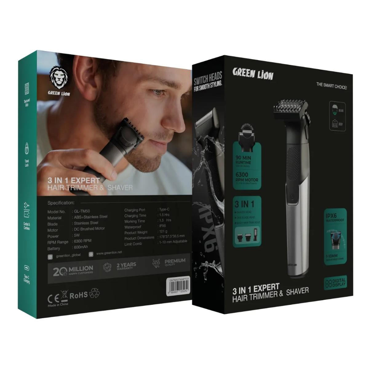 Green Lion 3 In 1 Expert Hair Trimmer & Shaver