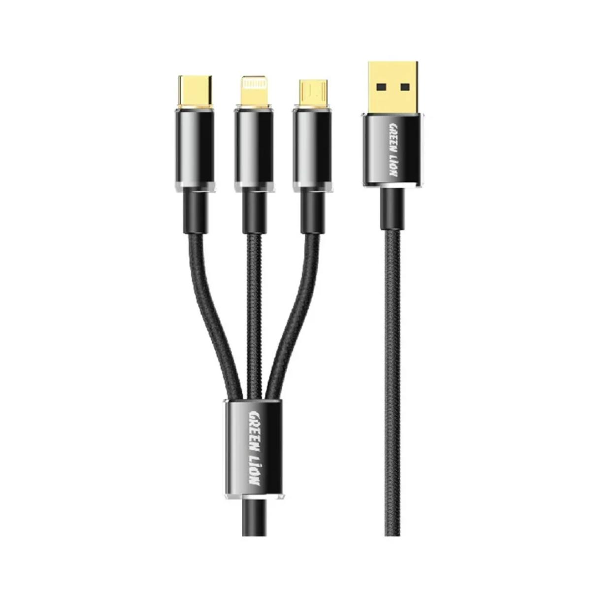 Green Lion 3-in-1 Transparent Braided Multi-Charging Cable