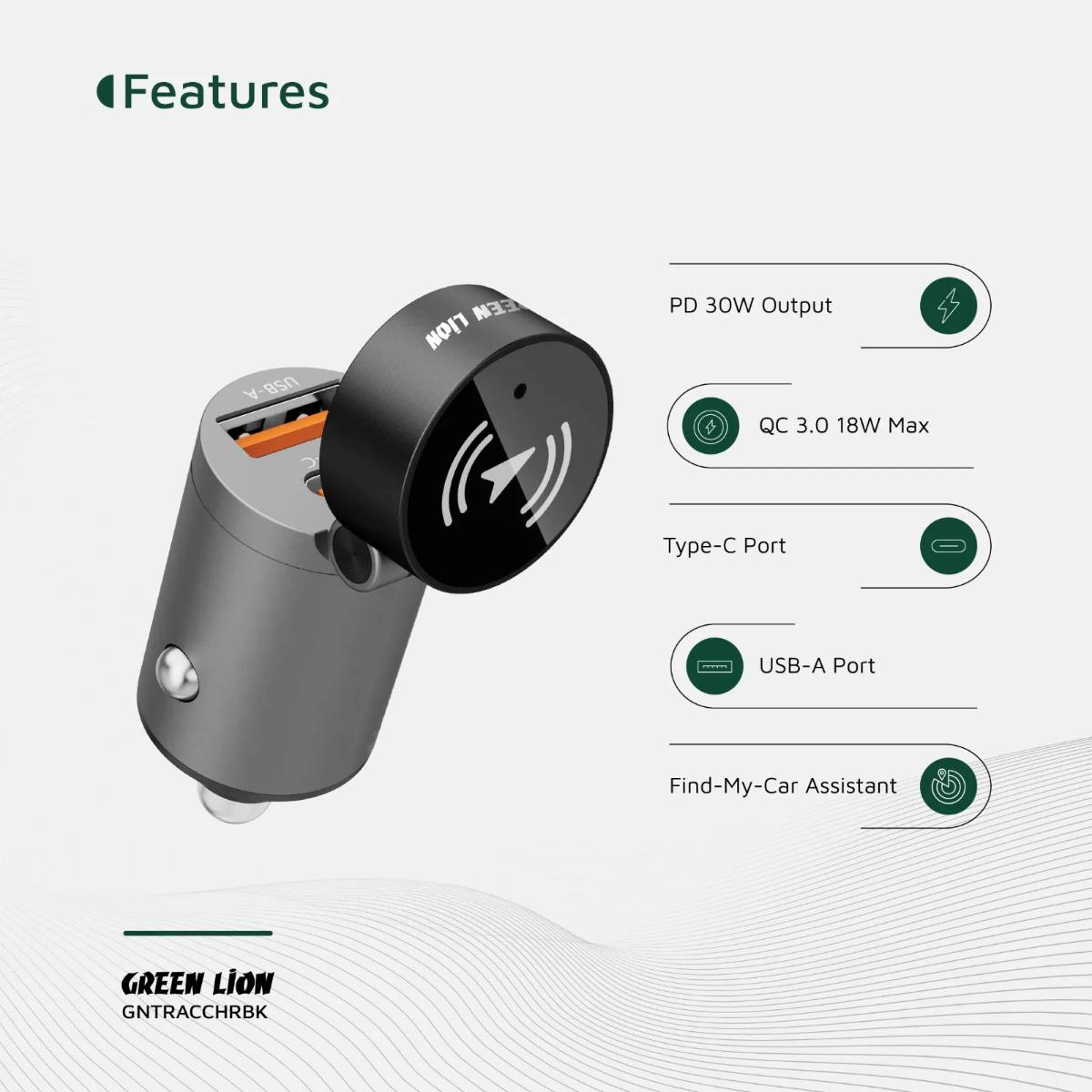 Green Lion Tracker Dual Port Car Charger