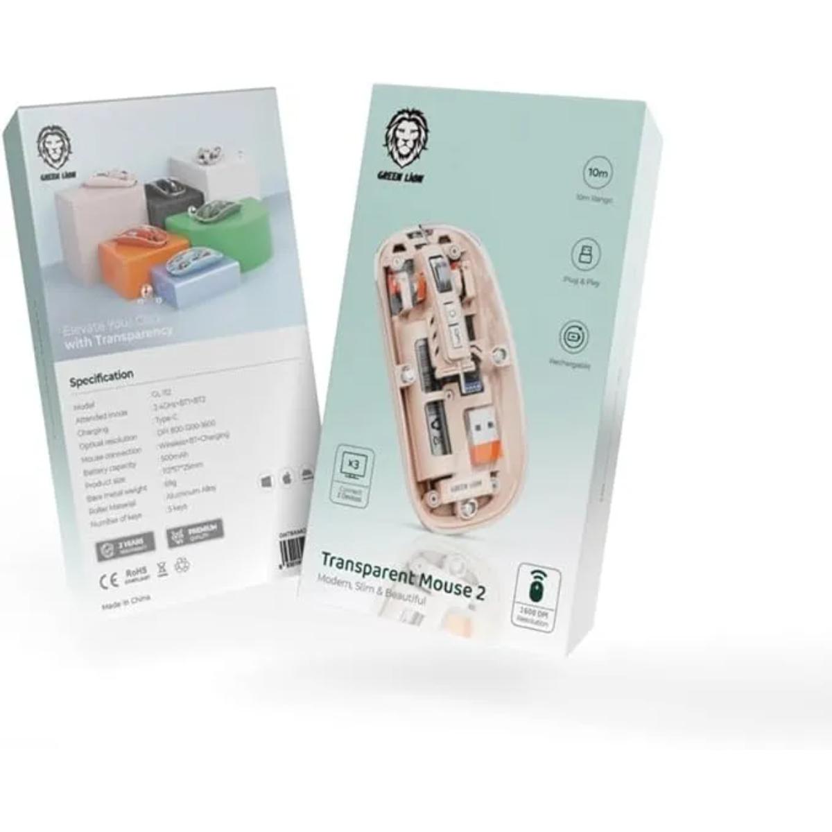Green Lion Transparent Wireless Mouse 2 (GL-112)