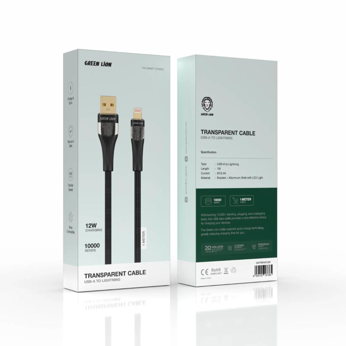 Green Lion Transparent Cable USB•A to Lightning