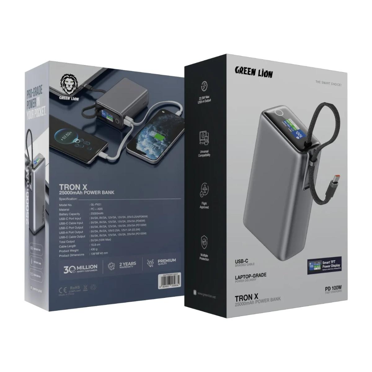 Green Lion Tron X 25000mAh 100W PD Fast Charging Power Bank