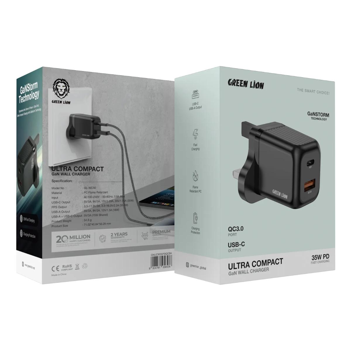 Green Lion 35W GaN Ultra-Compact Dual-Port Wall Charger