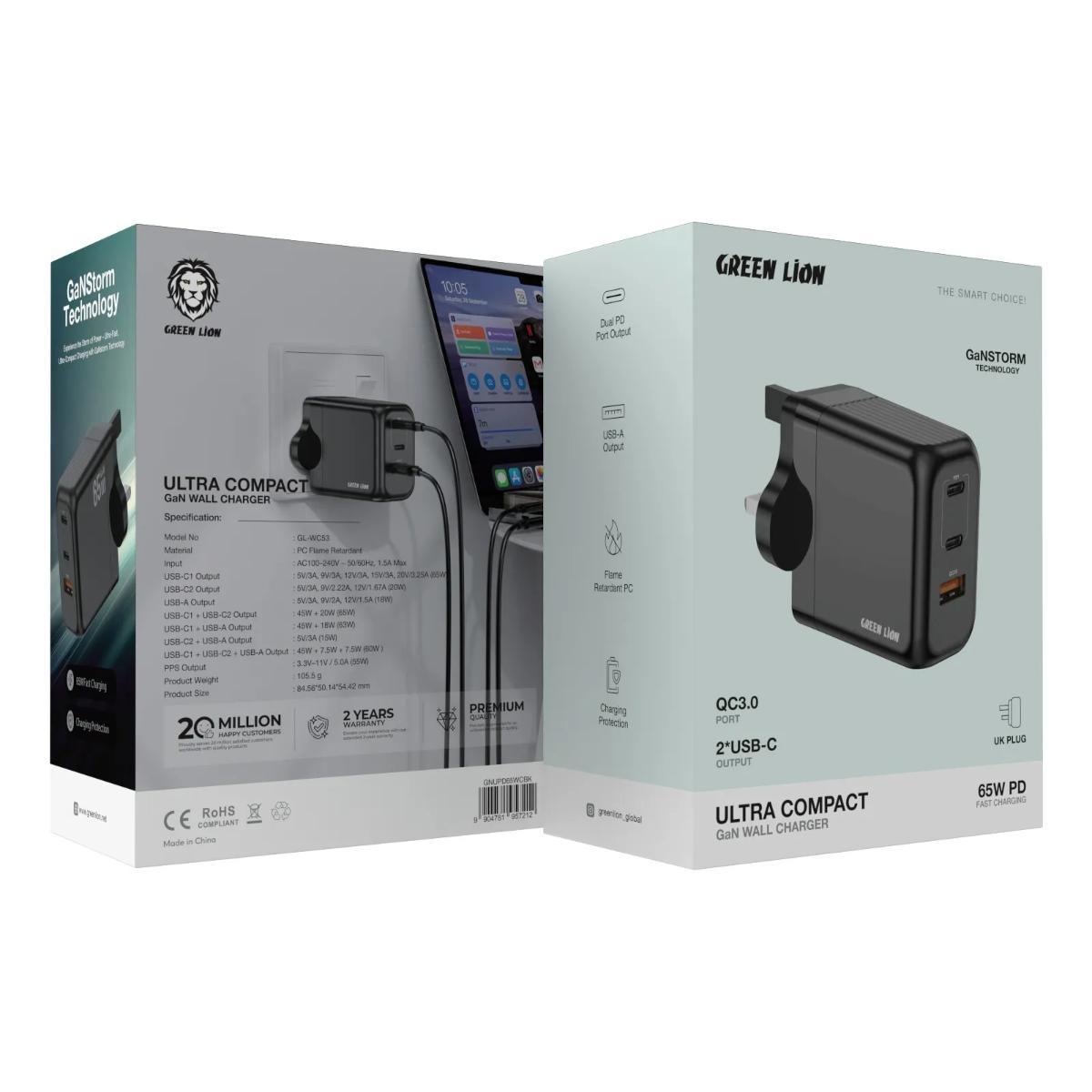Green Lion 65W GaN Ultra-Compact Fast Wall Charger