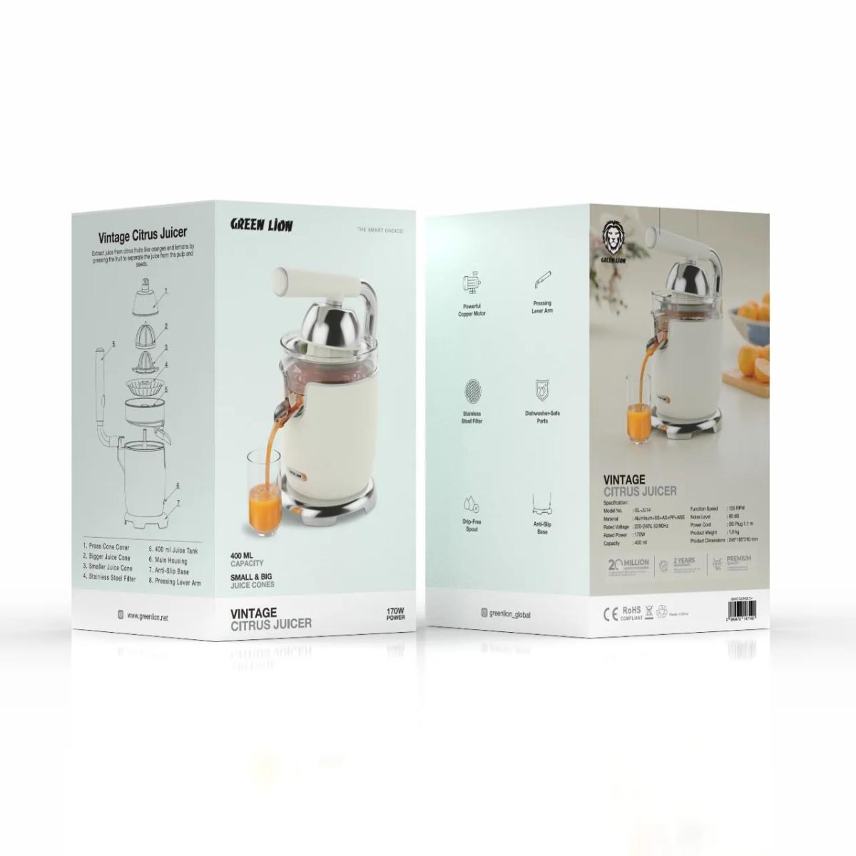 Green Lion 170W Vintage Citrus Juicer (400ml)