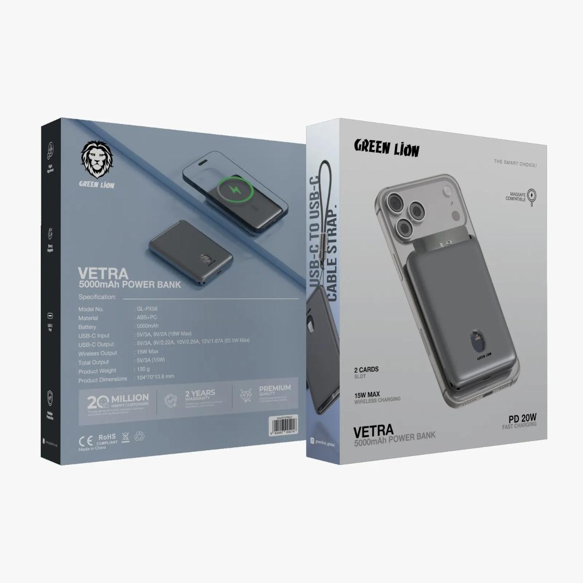 Green Lion Vetra 5000mAh Wireless MagSafe Power Bank