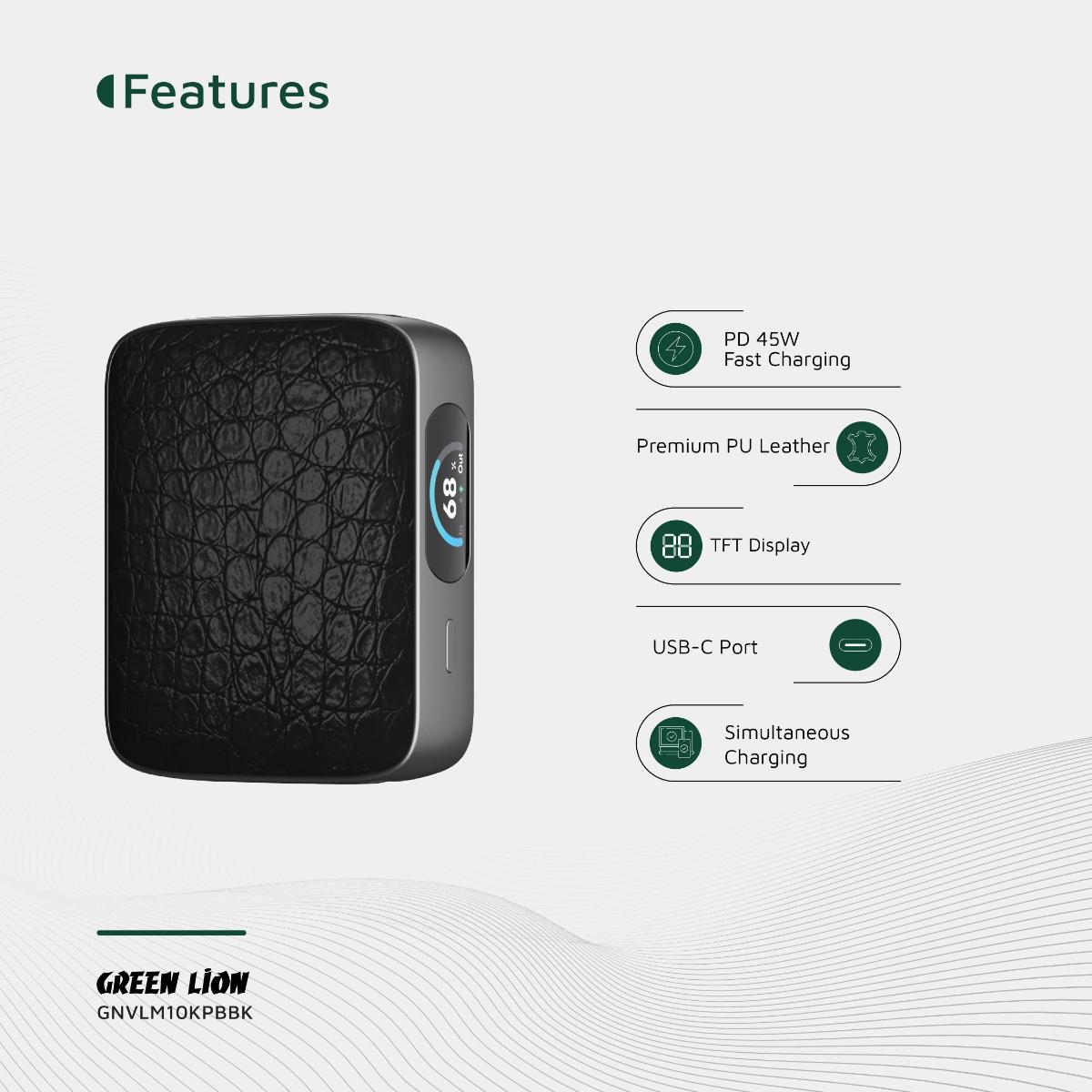 Green Lion VALMONT 10000mAh Power Bank PD 45W