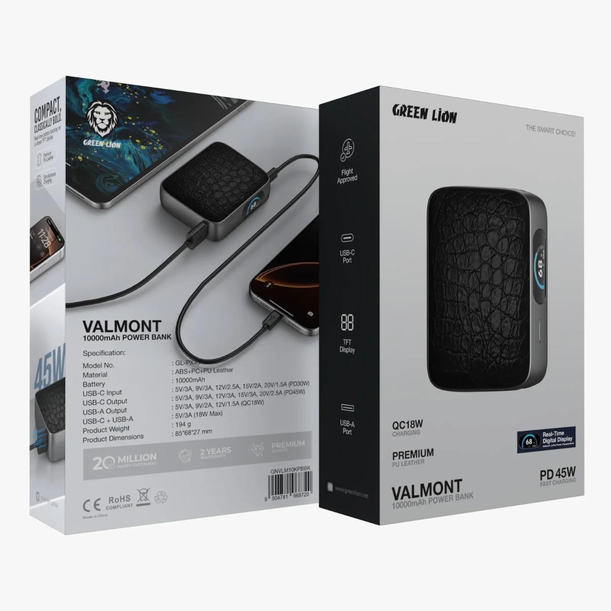 Green Lion VALMONT 10000mAh Power Bank PD 45W