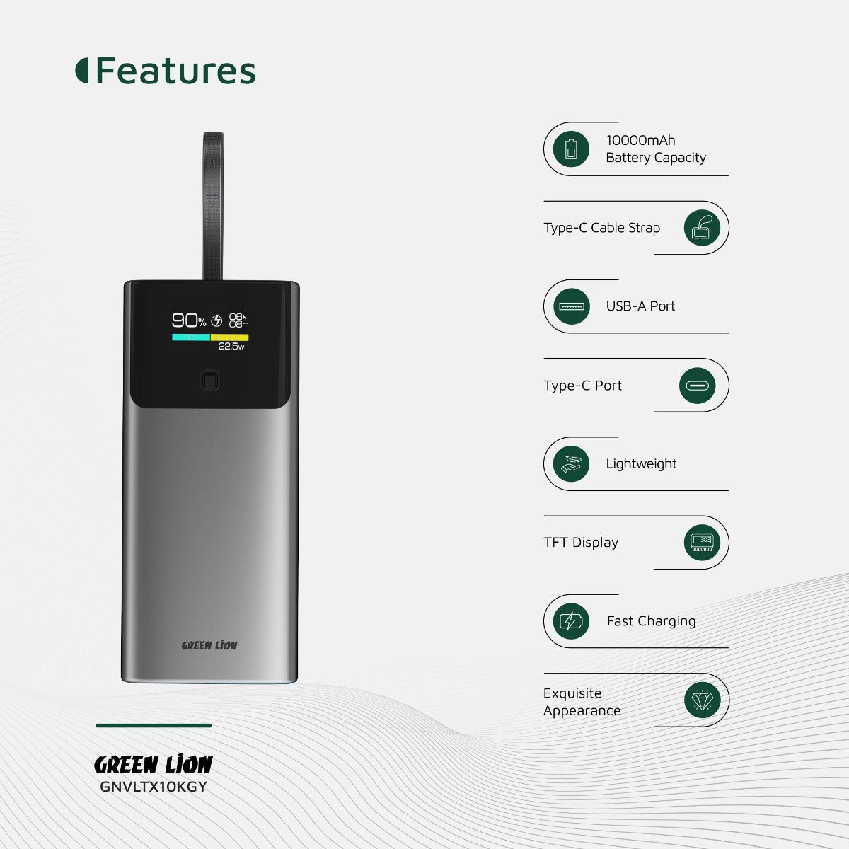 Green Lion Voltix 10000mAh 22.5W Power Bank
