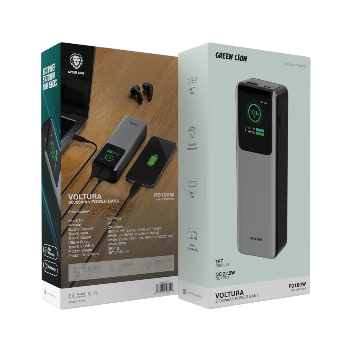 Green Lion Voltura 100W PD 20000mAh Power Bank