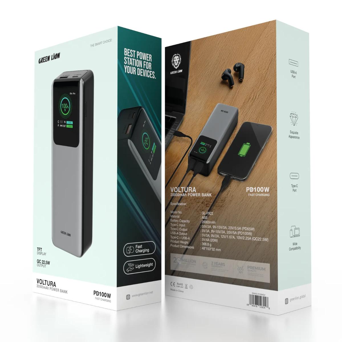 Green Lion Voltura 100W PD 20000mAh Power Bank