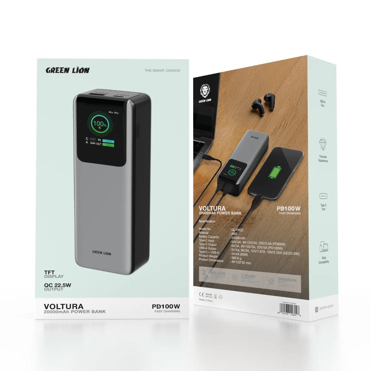Green Lion Voltura 100W PD 20000mAh Power Bank