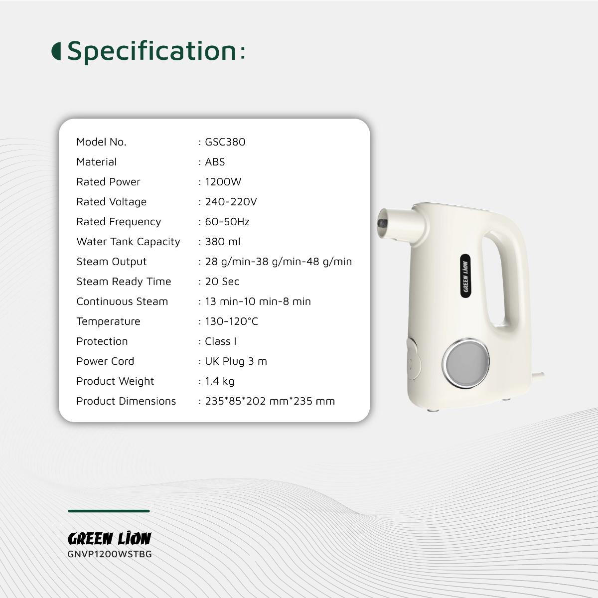 Green Lion Vapor Pro Steam Cleaner 1200W