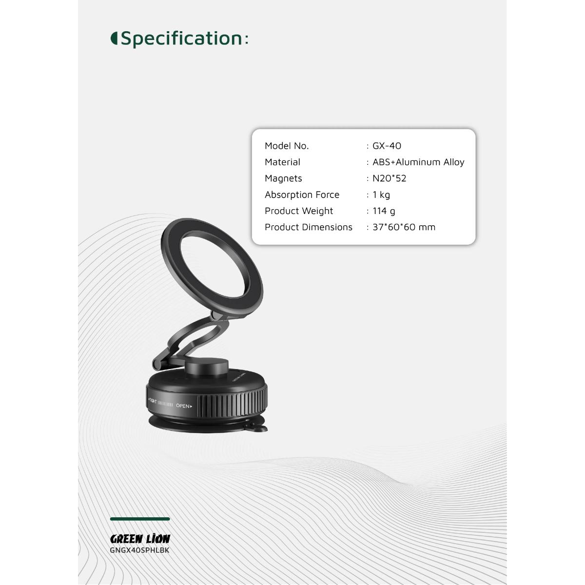 Green Lion GX•40 MagSafe Suction Phone Holder