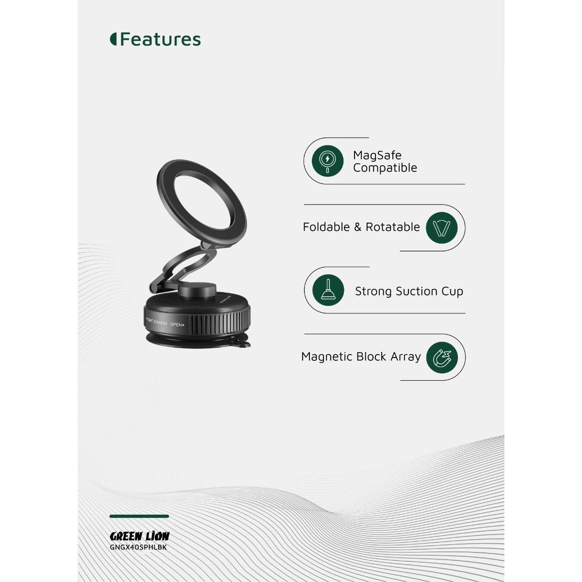 Green Lion GX•40 MagSafe Suction Phone Holder