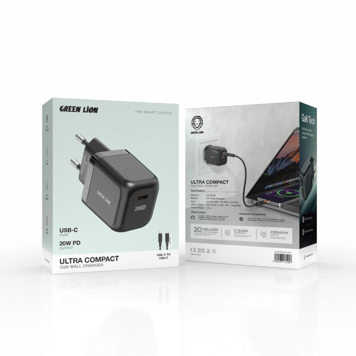 Green Lion Ultra Compact 20W GaN Wall Charger