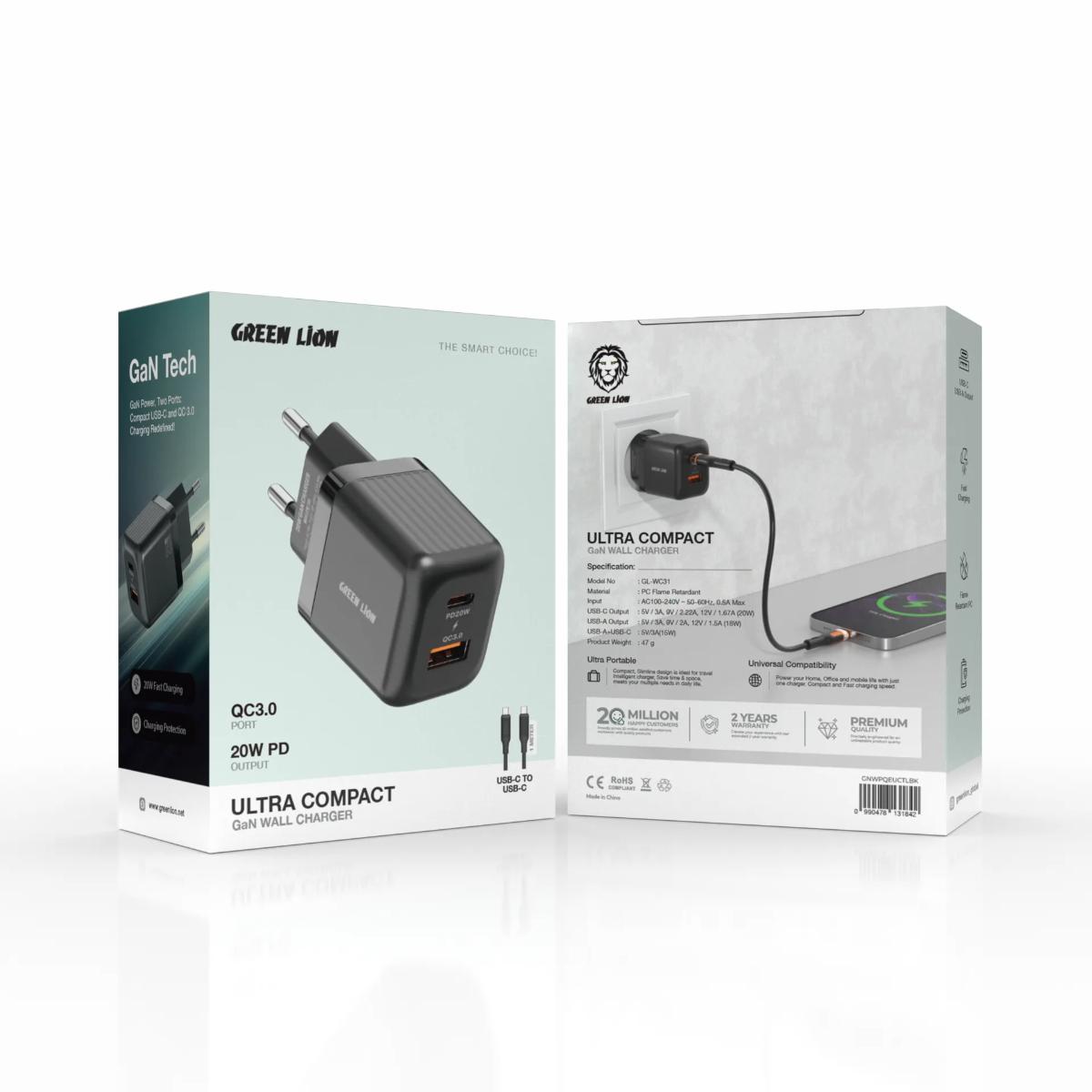Green Lion Ultra Compact GaN Wall Charger