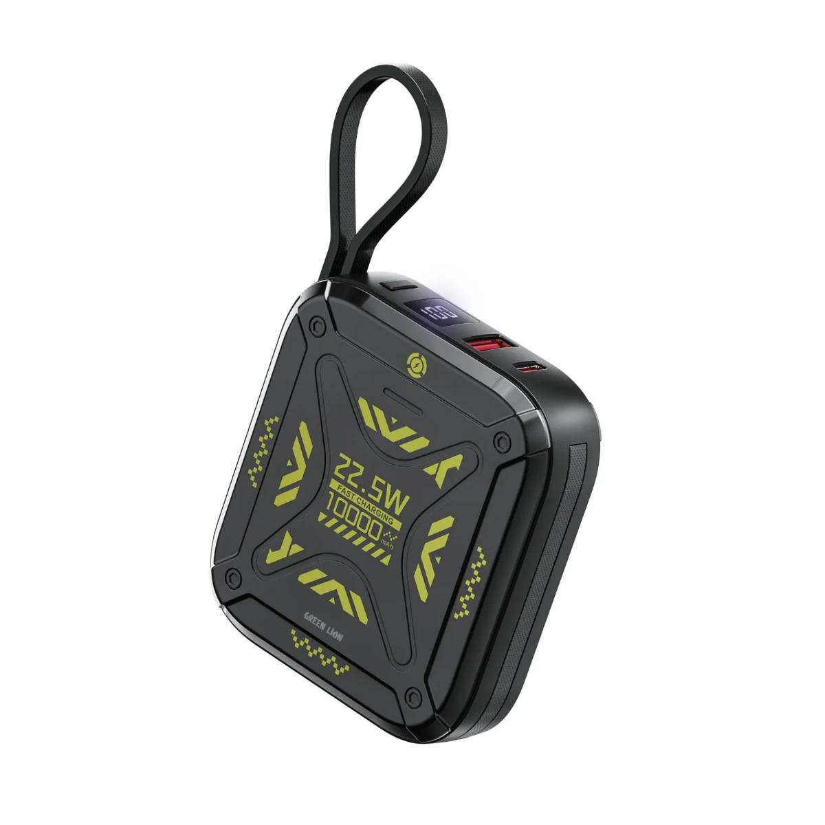 Green Lion Xtreme 10 Power Bank (10000mAh, 22.5W PD, Built-In Cables)