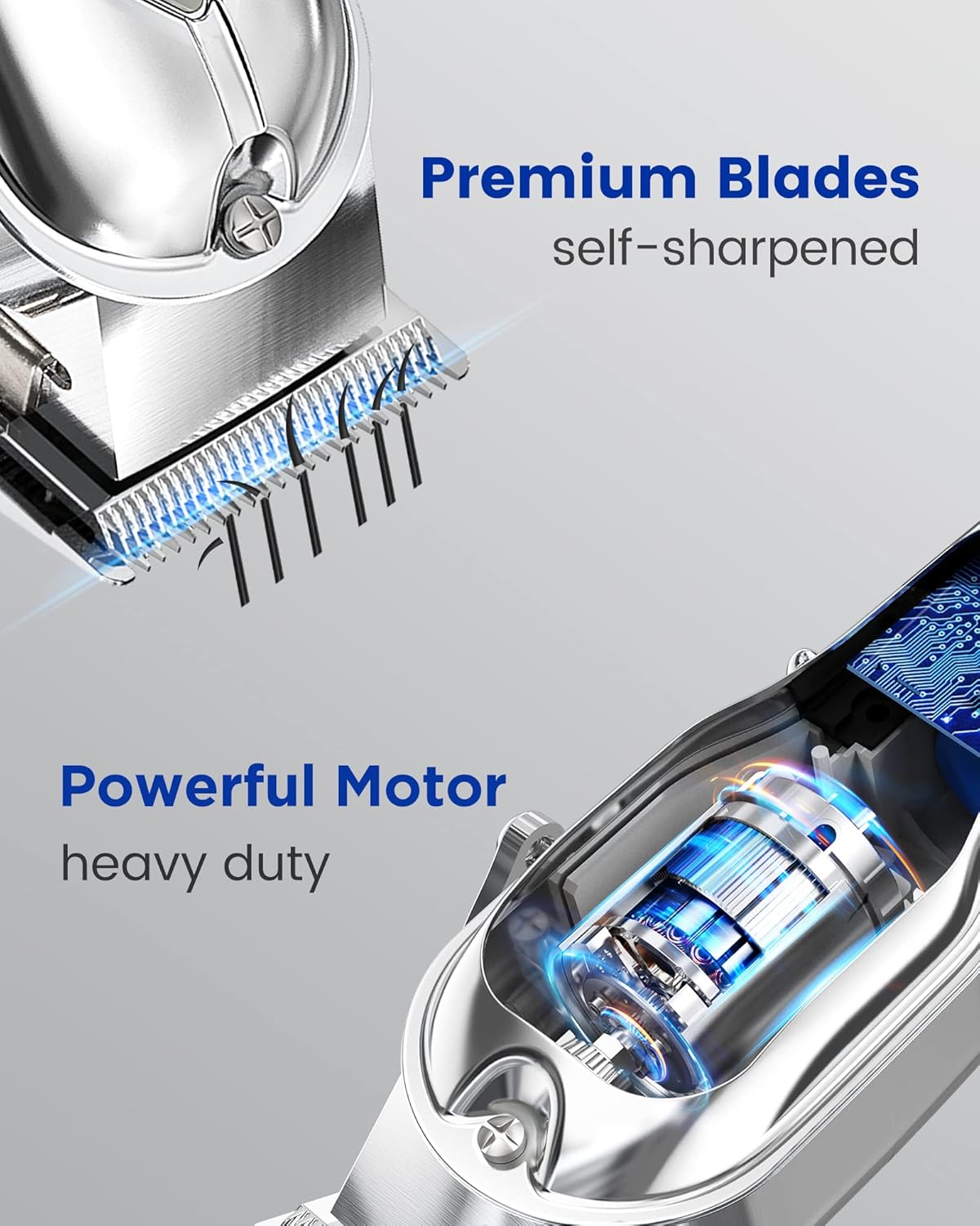 K11S+I3F Professional Hair Clippers and Trimmers Set for Men's Grooming (Silver) by Glaker