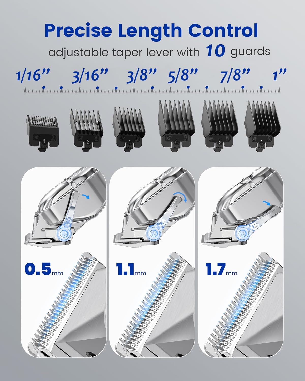 K11S+I3F Professional Hair Clippers and Trimmers Set for Men's Grooming (Silver) by Glaker