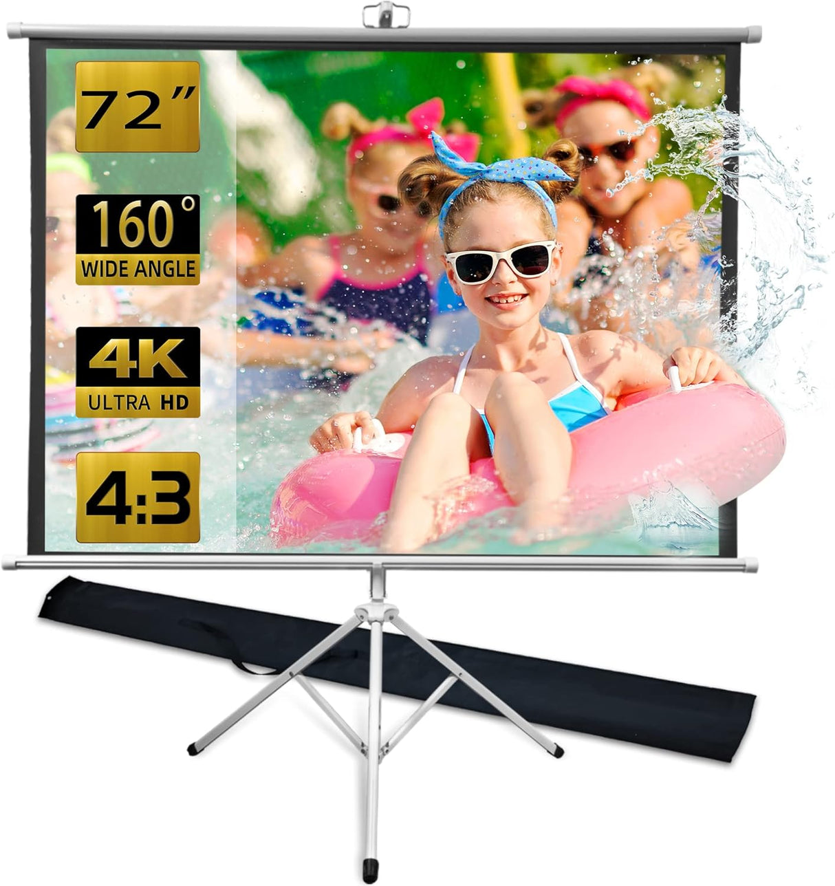 Portable Projection Screen with Tripod Stand 72" by Green Lion