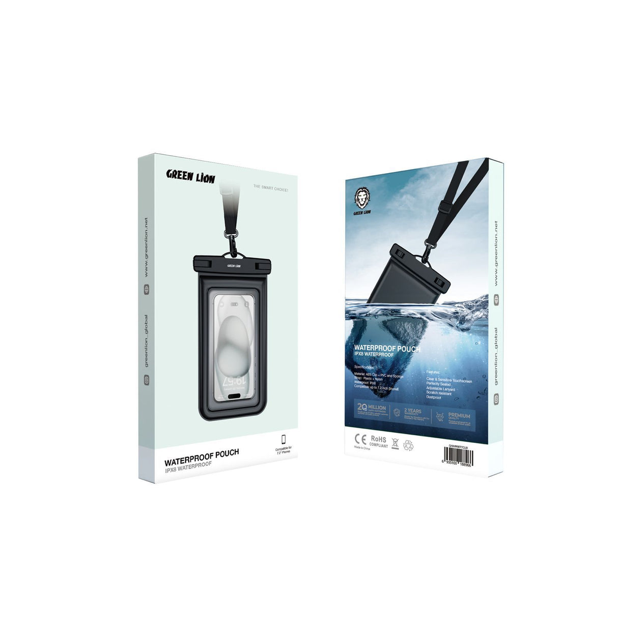 Waterproof Pouch for 7.2-inch Phone - Clear by Green Lion