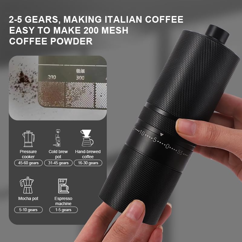 Portable Hand Brewed Coffee Grinder with Adjustable Gears