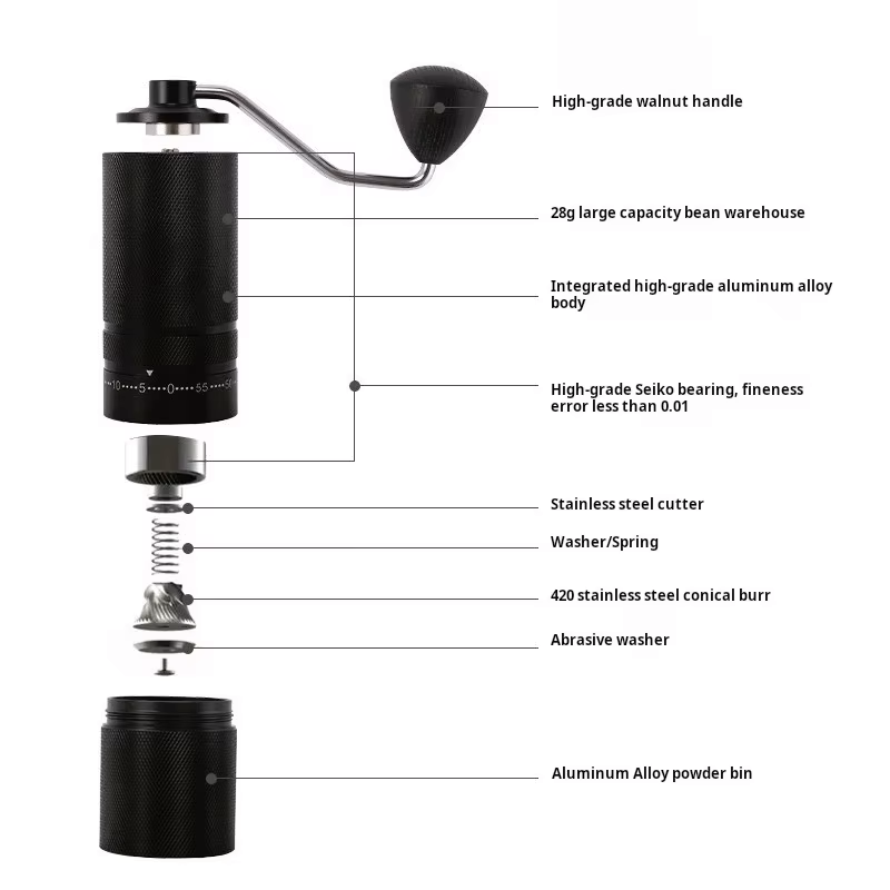 Portable Hand Brewed Coffee Grinder with Adjustable Gears