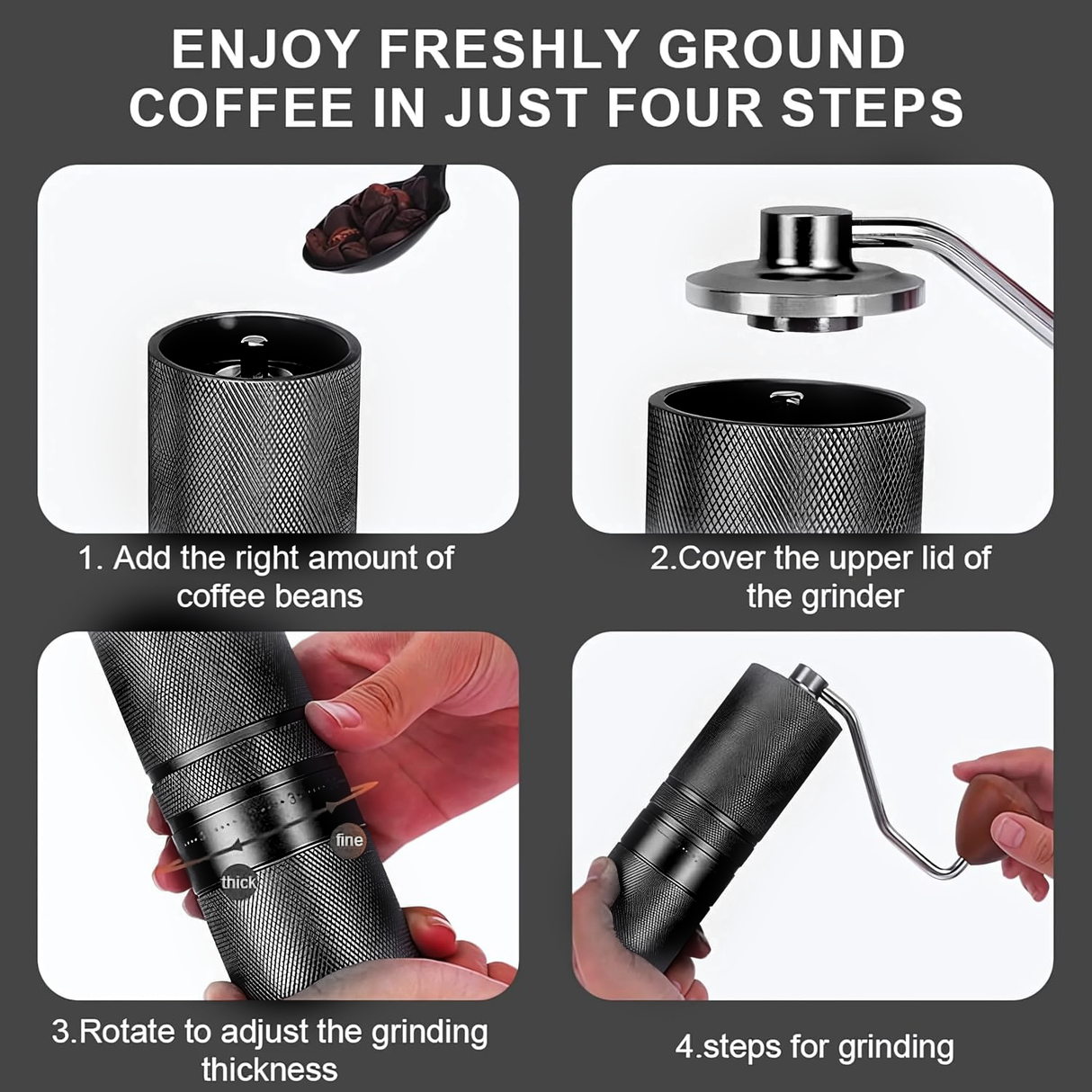 Portable Hand Brewed Coffee Grinder with Adjustable Gears