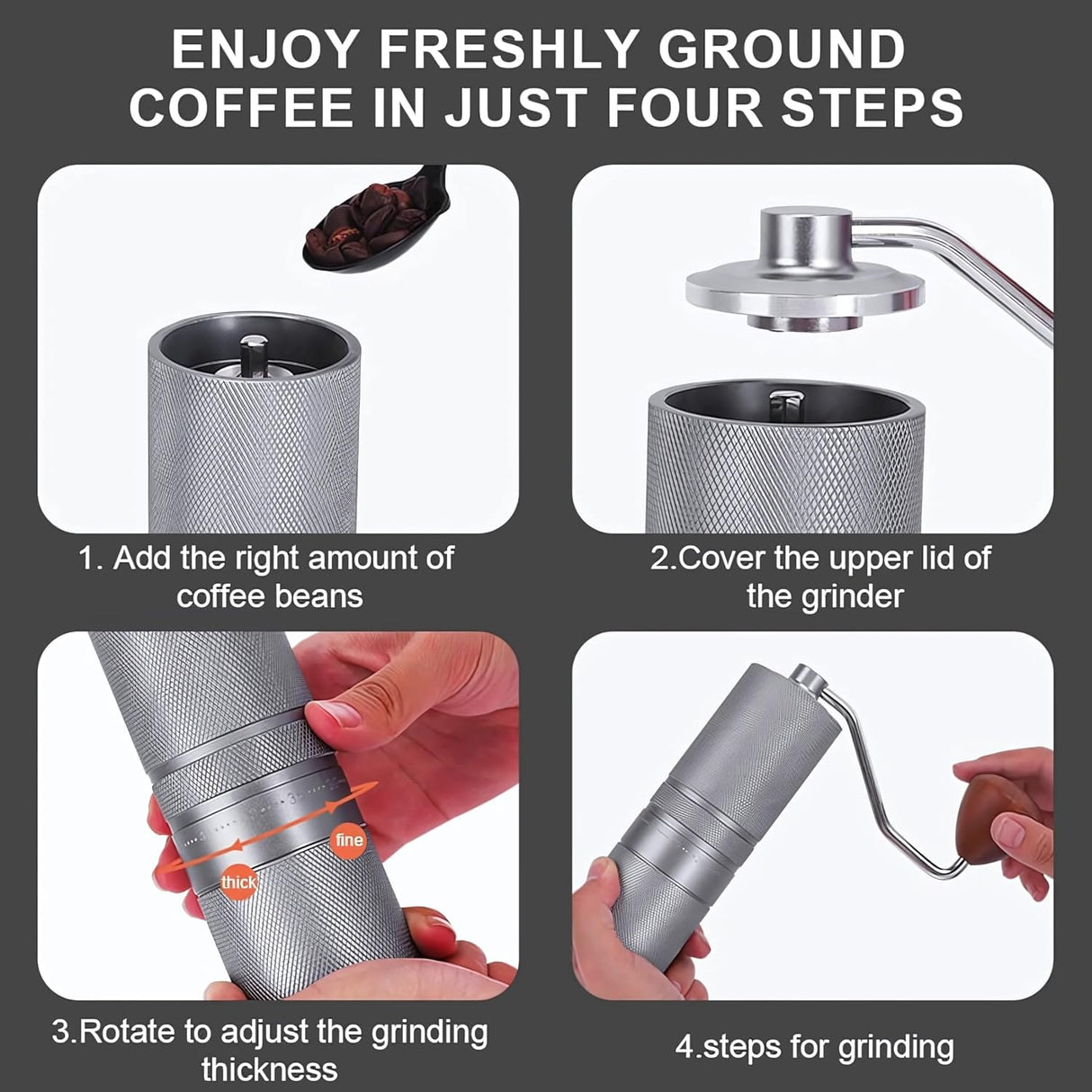 Portable Hand Brewed Coffee Grinder with Adjustable Gears