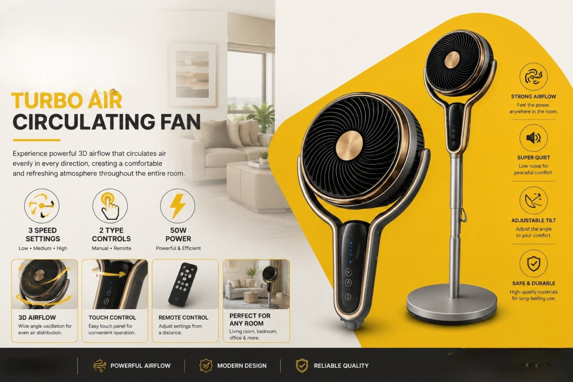 50W Turbo Air Circulating Fan