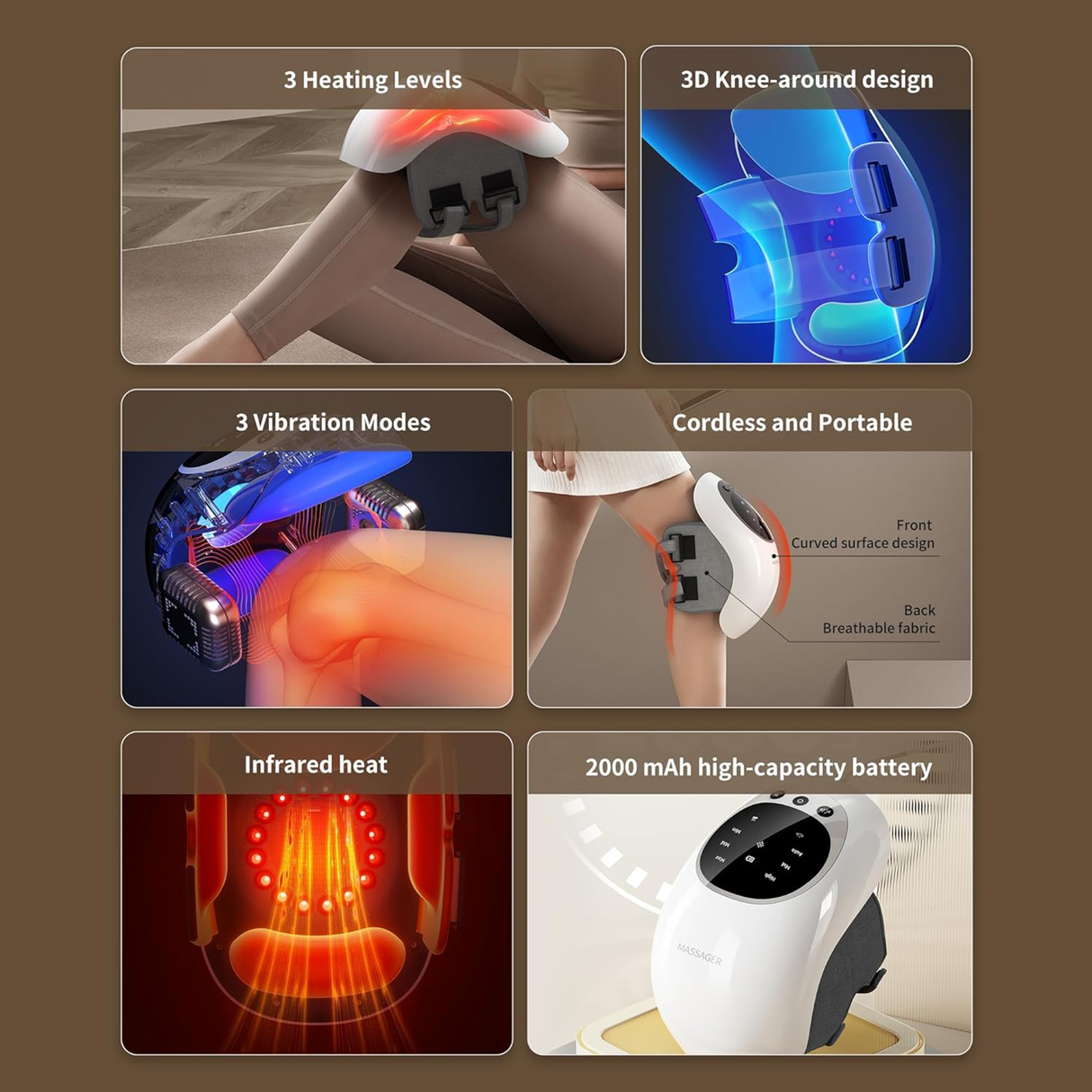 Knee Massager with Infrared Heat & Vibration