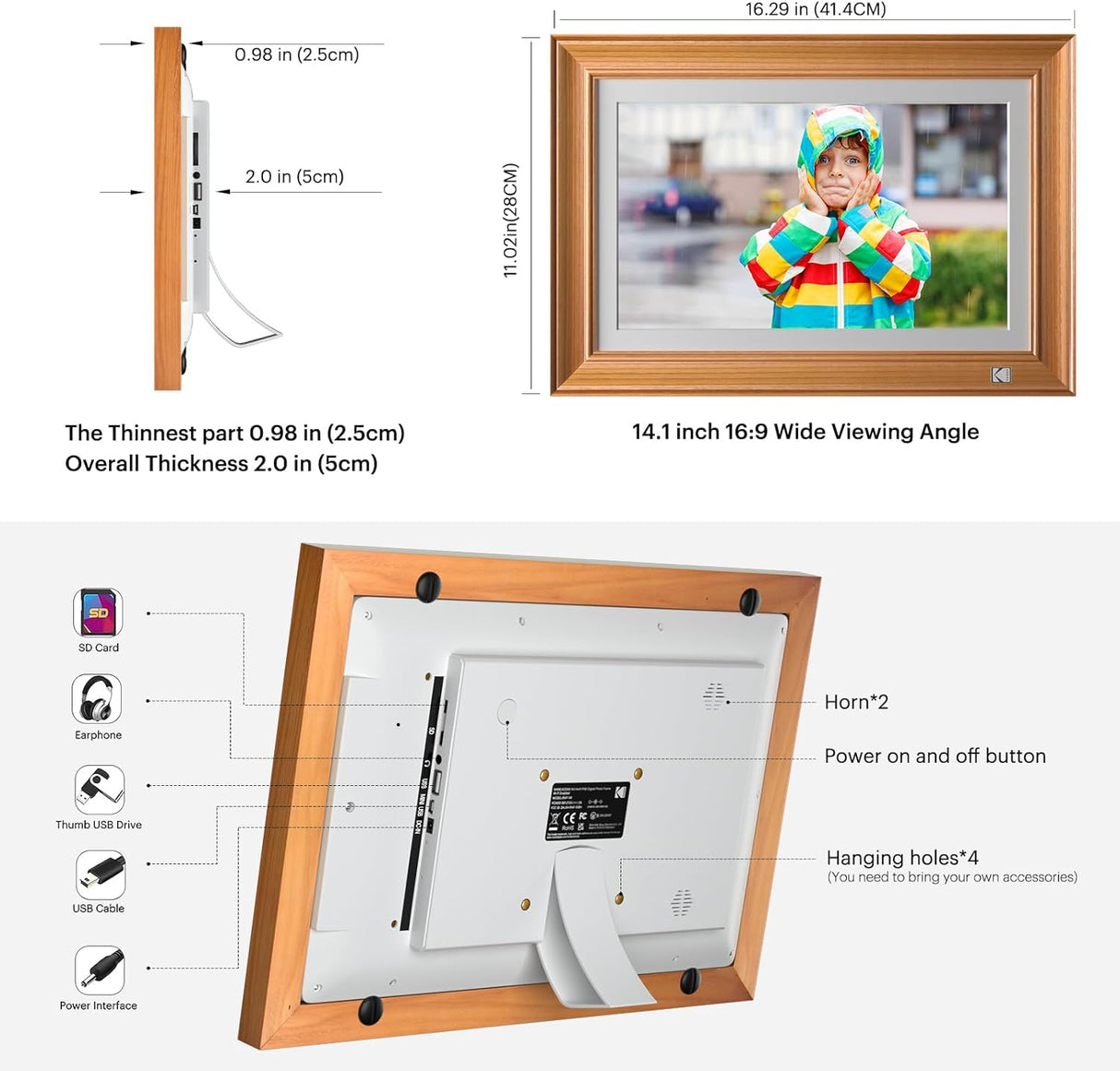 FHD Digital Photo Frame Touch Screen with Wi-Fi Enabled by KODAK | Digital Photo Frame | Tradeo Shopping