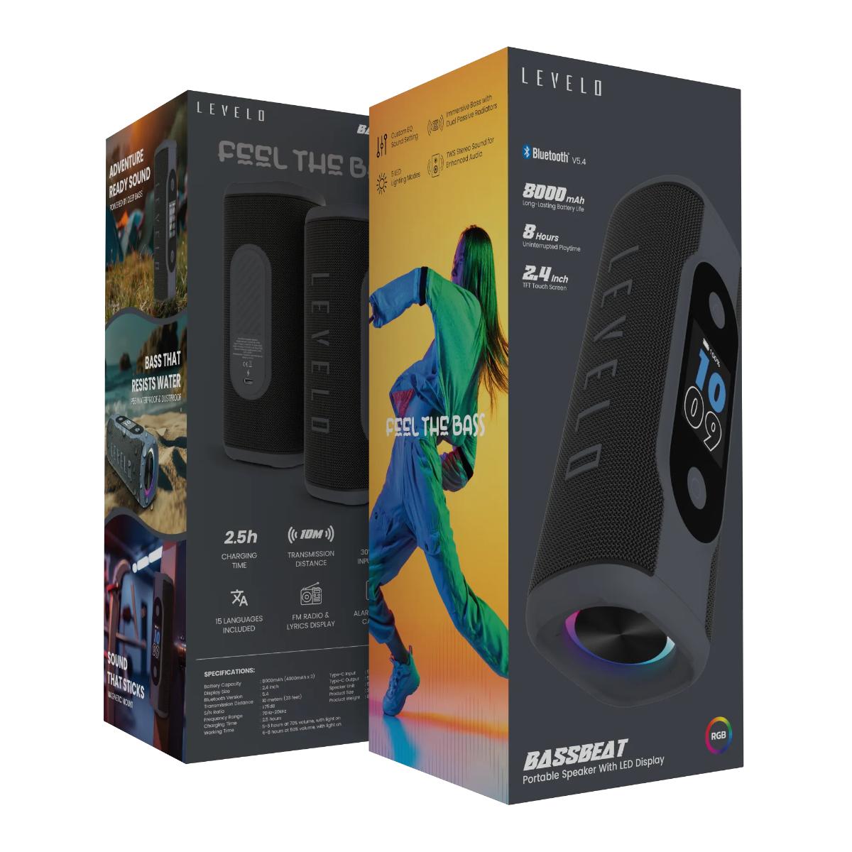 Levelo Bassbeat Portable Speaker With LED Display