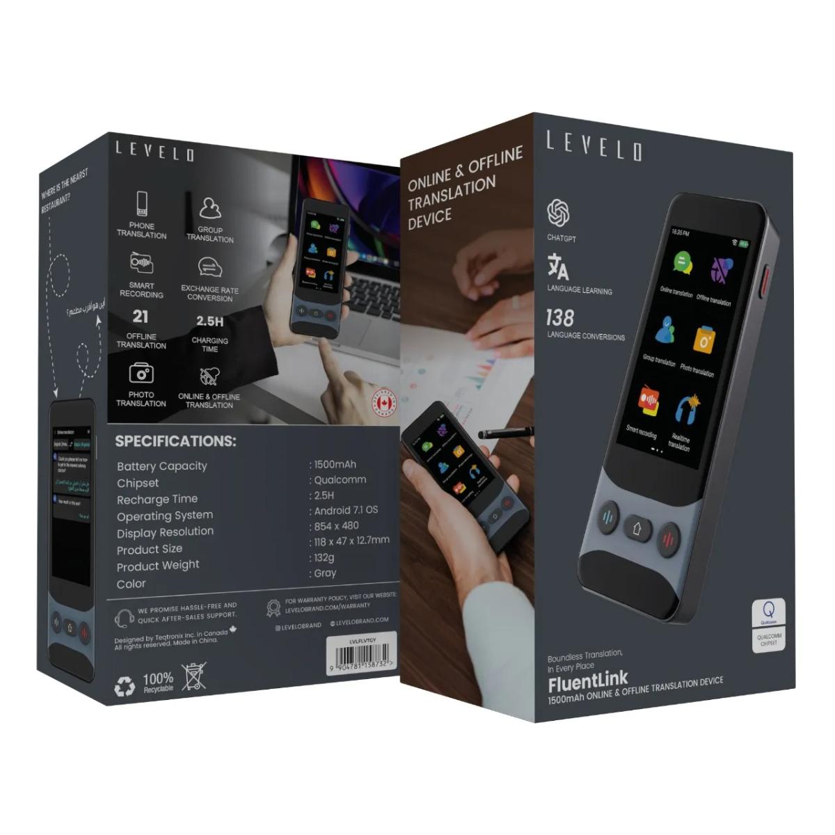Levelo FluentLink Offline & Online Voice Translator