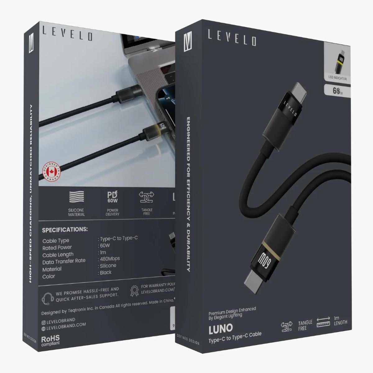 Levelo Luno 60W LED Type-C to Type-C Cable
