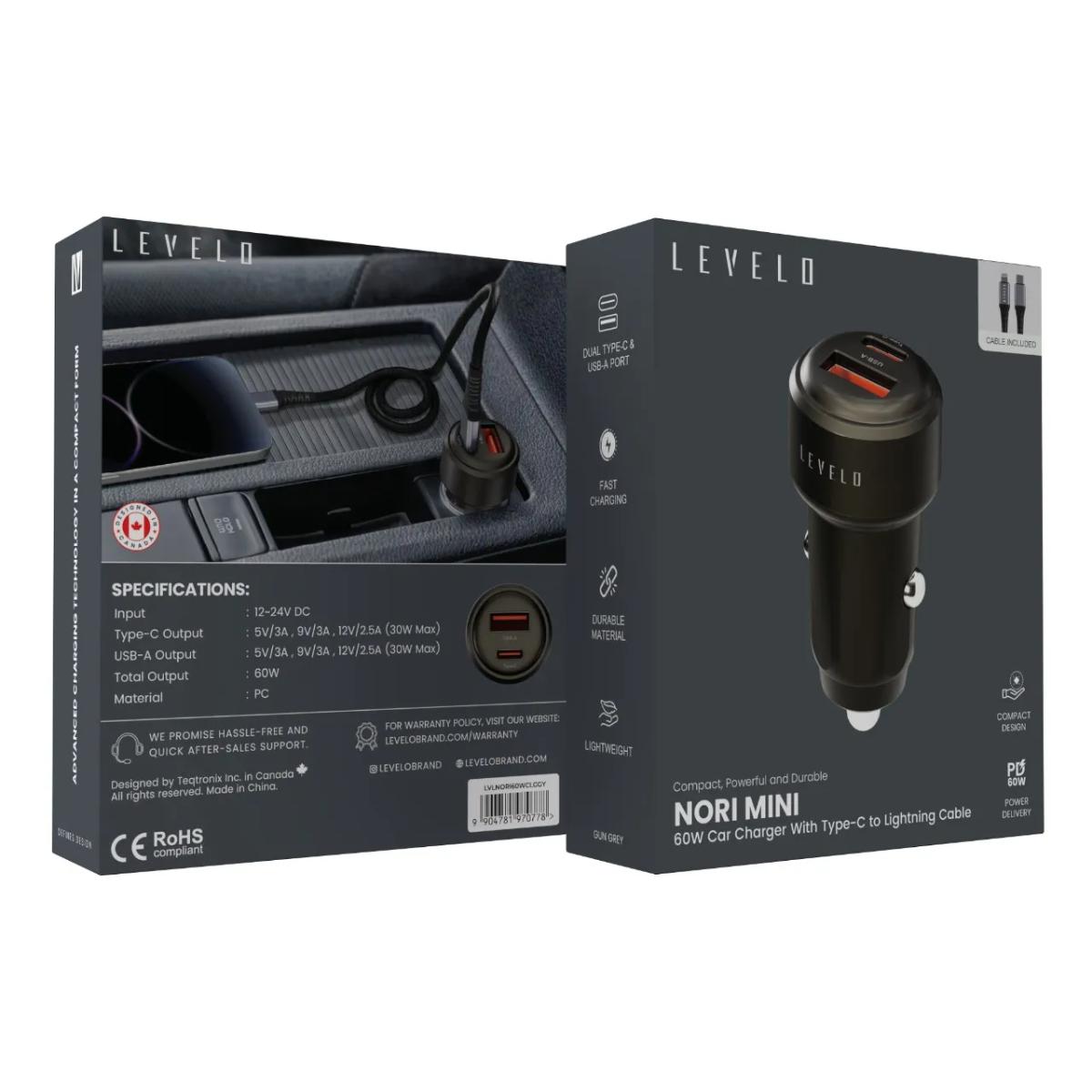 Levelo Nori Mini 60W Fast Car Charger + Cable