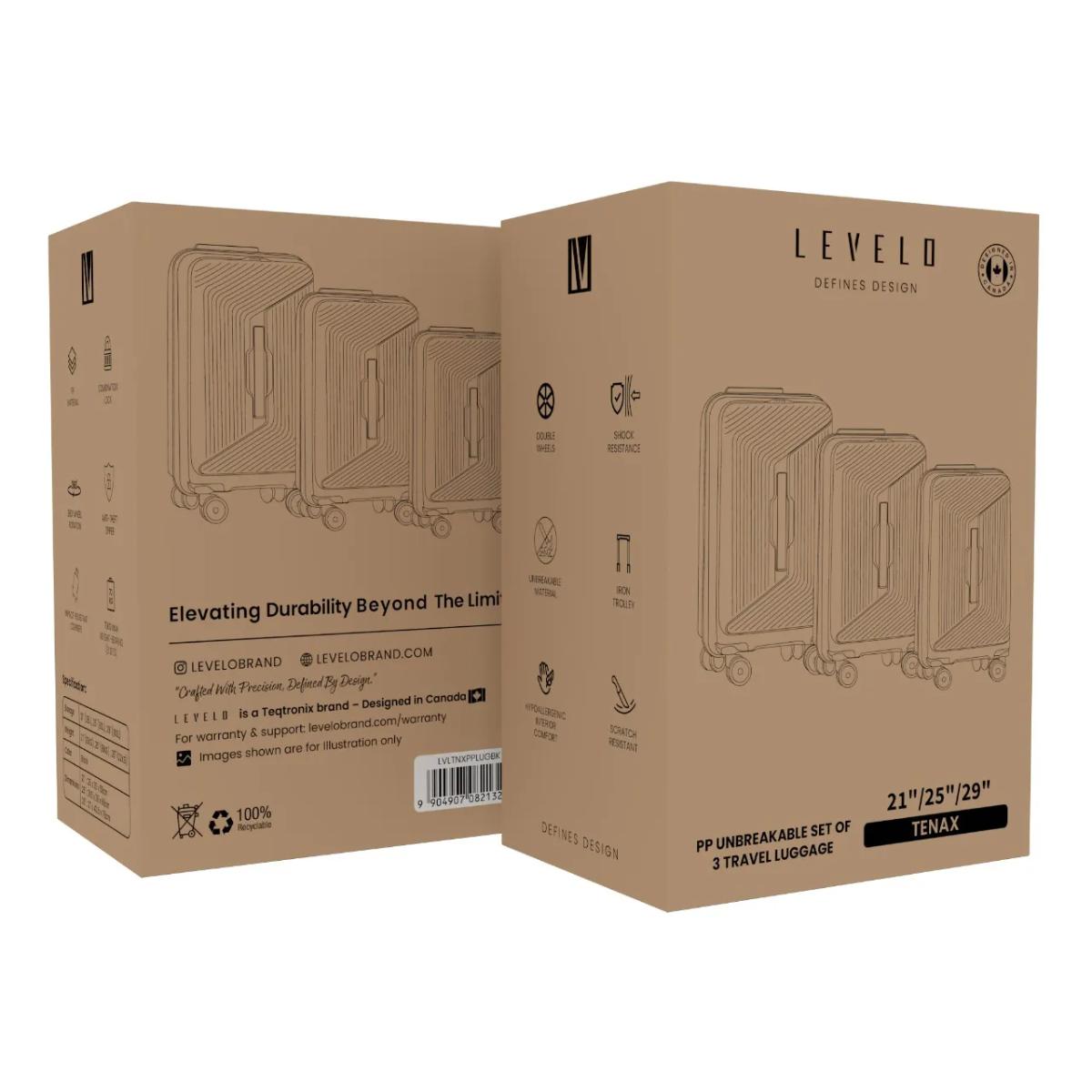 Levelo Tenax PP Unbreakable Set Of 3 Travel Luggage