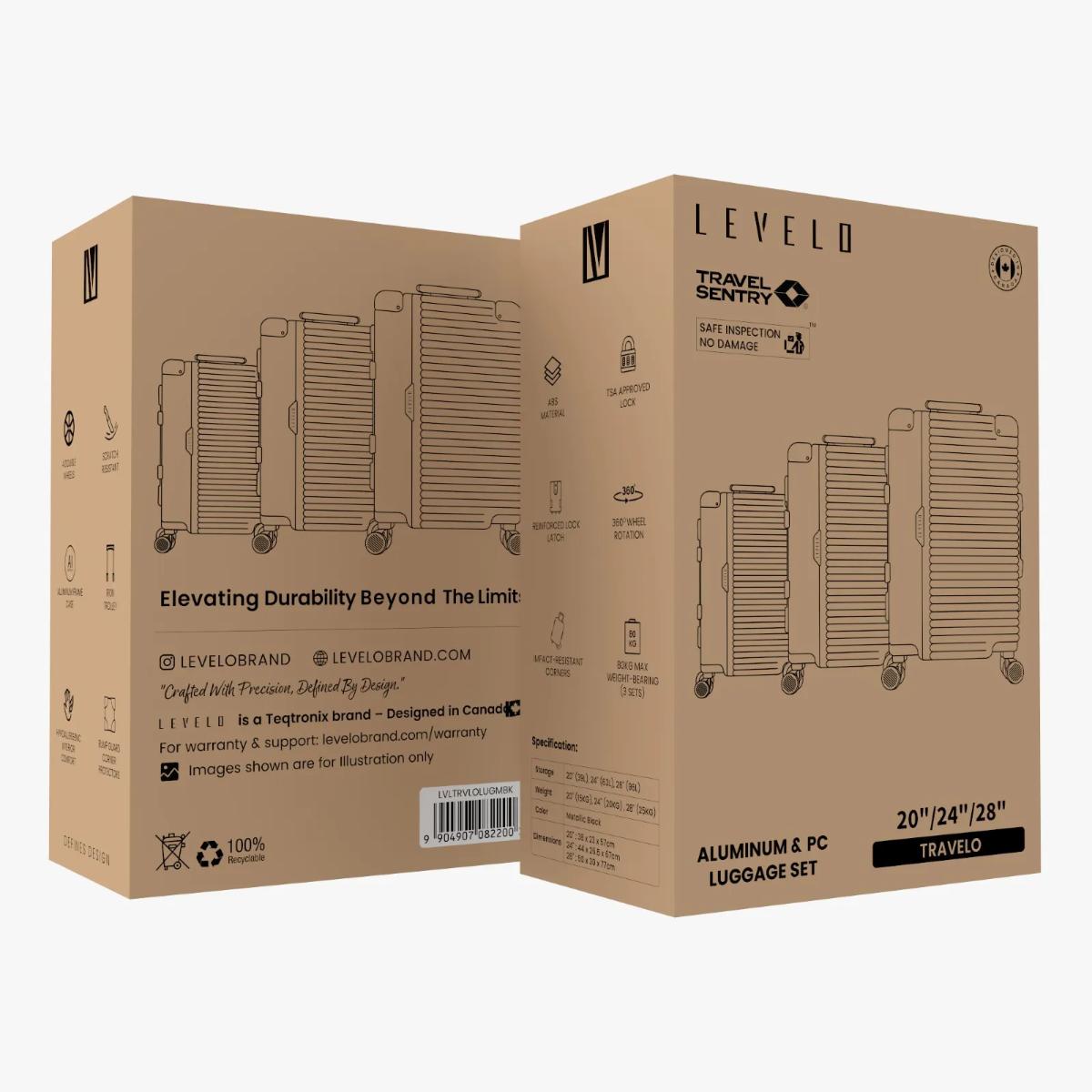 Levelo Travel ALUMINUM & PC LUGGAGE SET