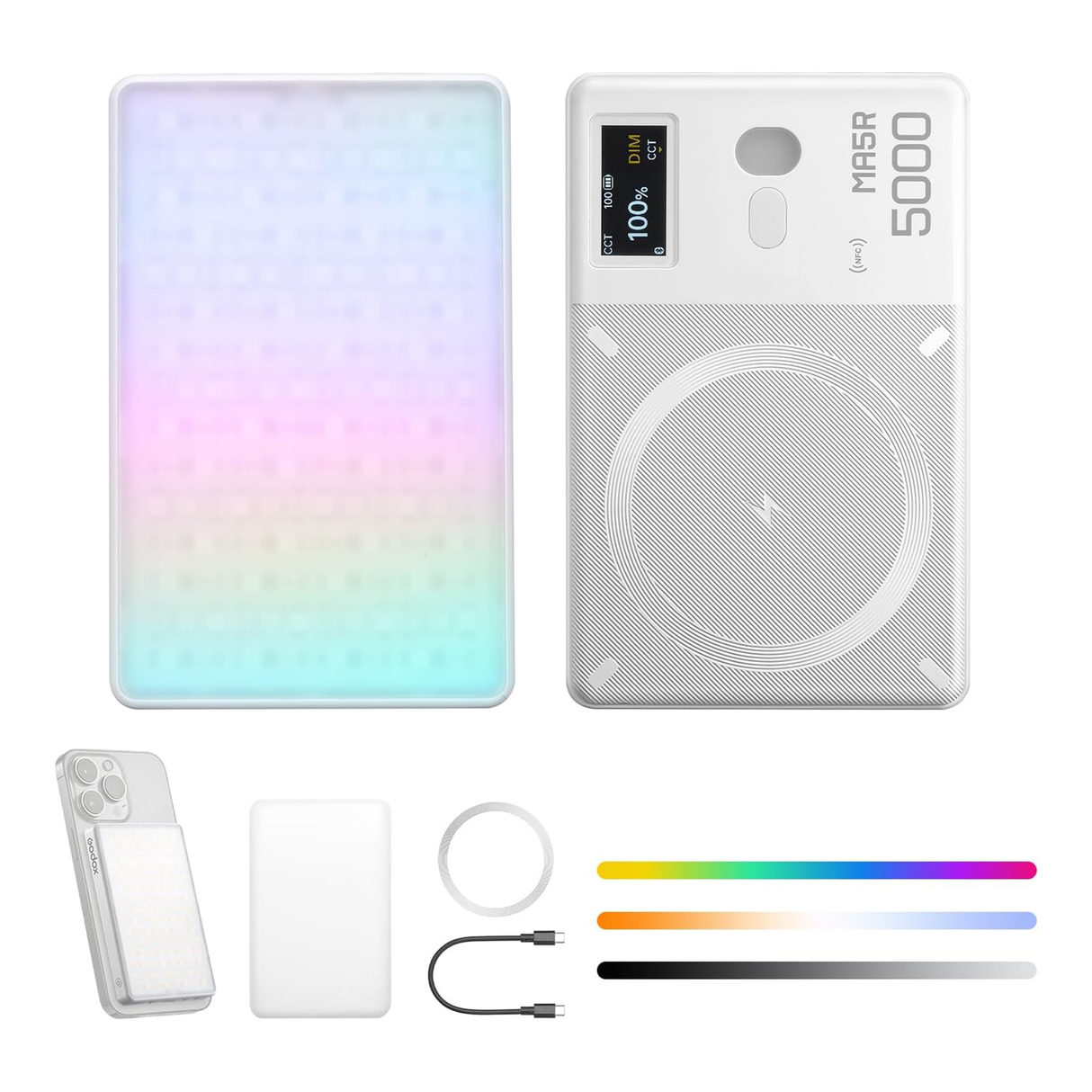 Magnetic Charging Full color LED - Selfie Light & Power Bank by Godox | RGB selfie light | Tradeo Shopping