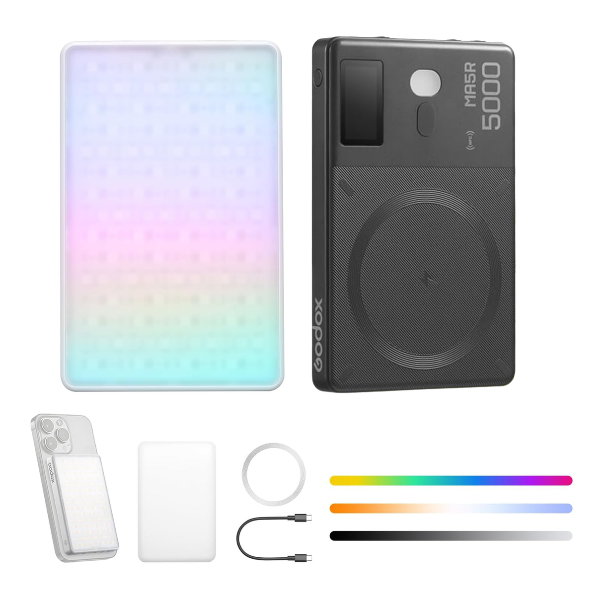 Magnetic Charging Full color LED - Selfie Light & Power Bank by Godox | RGB selfie light | Tradeo Shopping