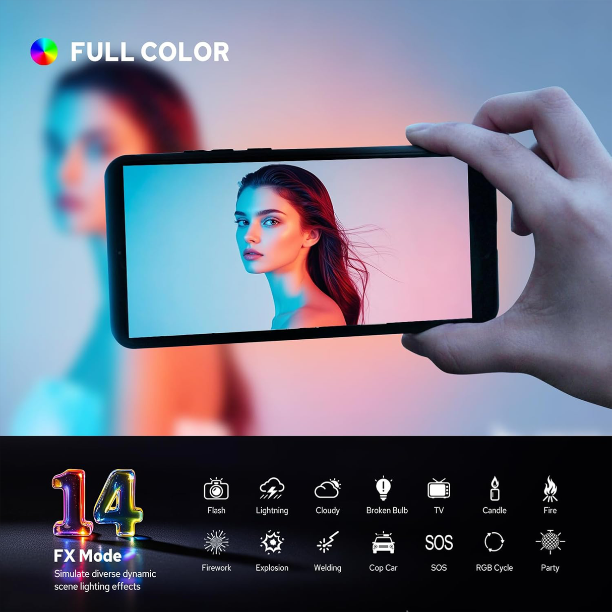 Magnetic Charging Full color LED - Selfie Light & Power Bank by Godox | RGB selfie light | Tradeo Shopping