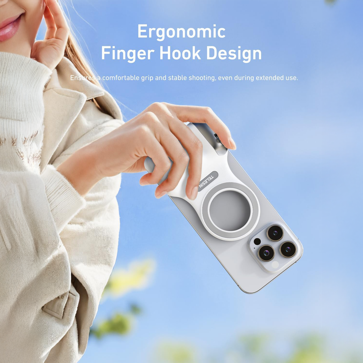 Magnetic Phone Camera Grip with Selfie Ring Light by Telesin