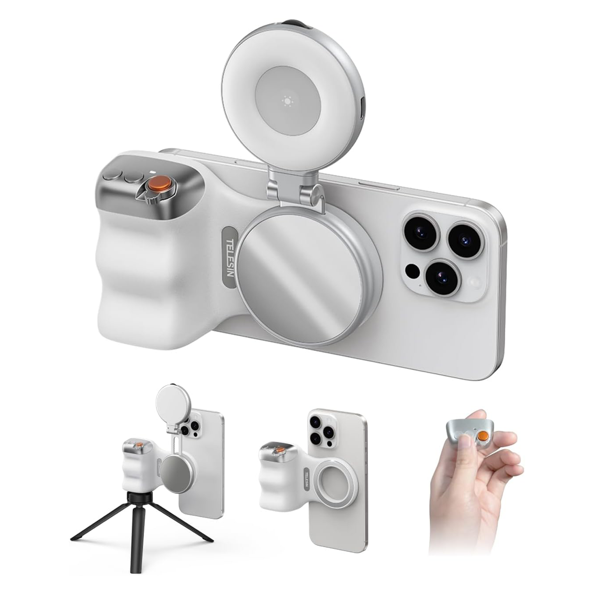 Magnetic Phone Camera Grip with Selfie Ring Light by Telesin