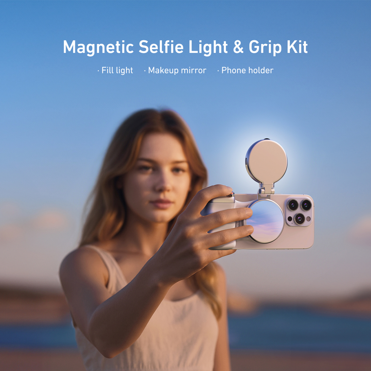 Magnetic Phone Camera Grip with Selfie Ring Light by Telesin