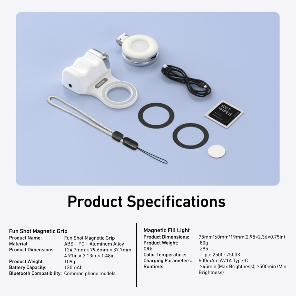 Magnetic Phone Camera Grip with Selfie Ring Light by Telesin