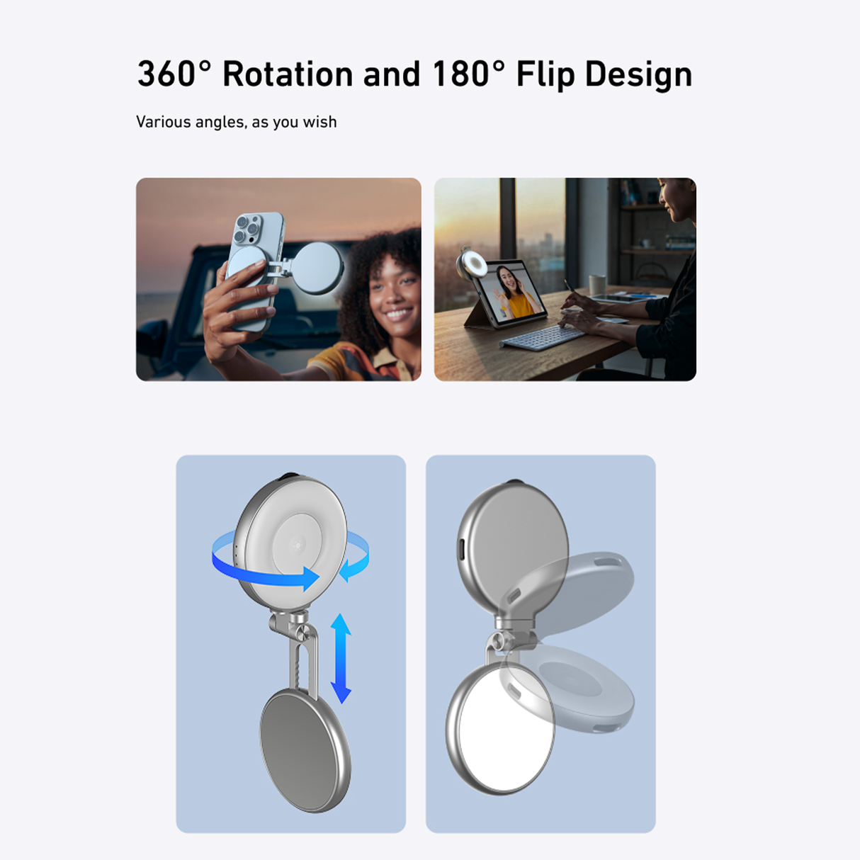 Magnetic Phone Camera Grip with Selfie Ring Light by Telesin