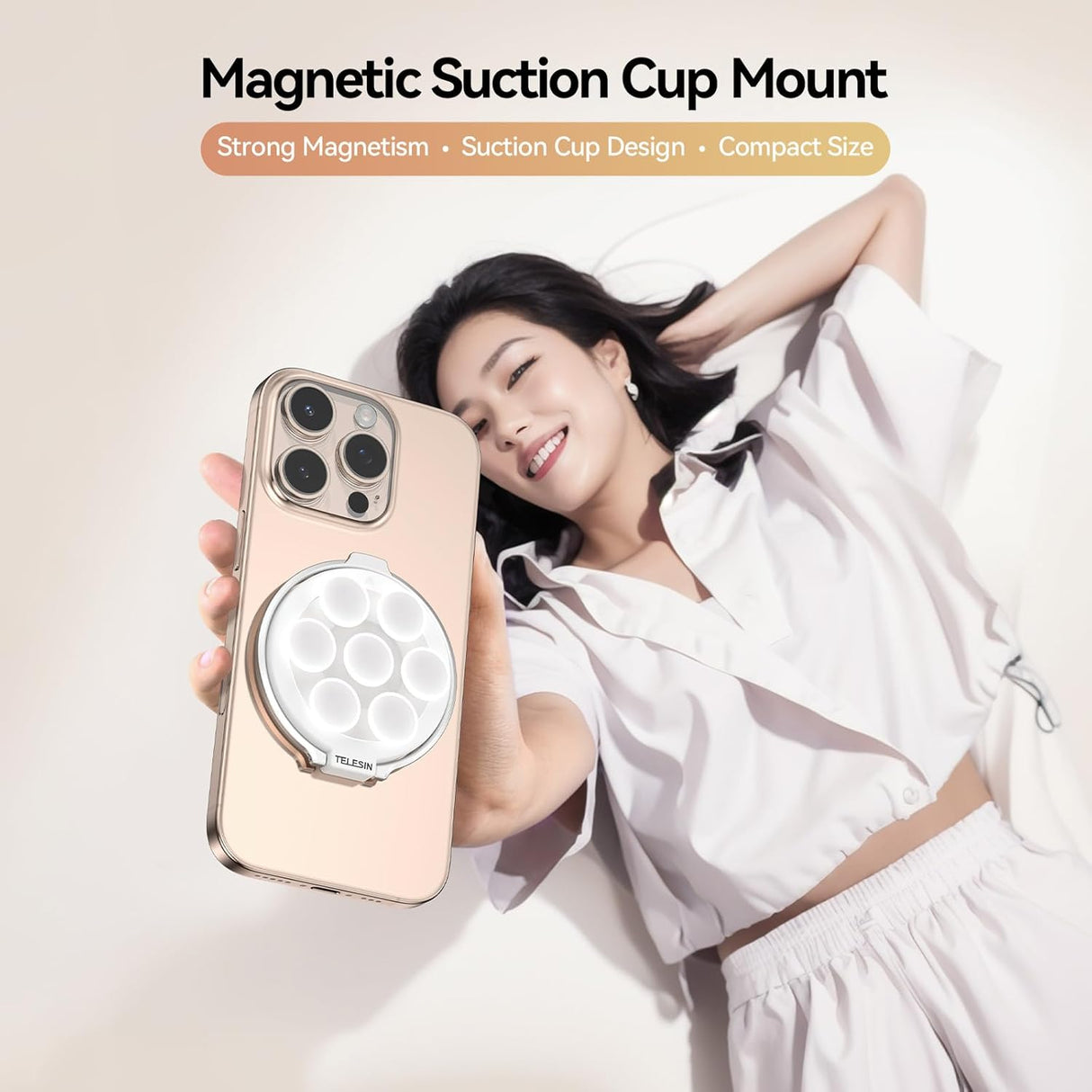 Magnetic Suction Phone Holder with Makeup Mirror by Telesin